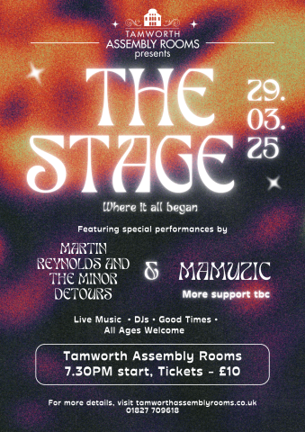 dark poster background, details about The Stage